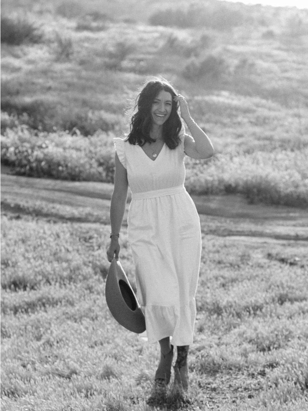 POPSUGAR White V-Neck Cotton Ruffle Dress